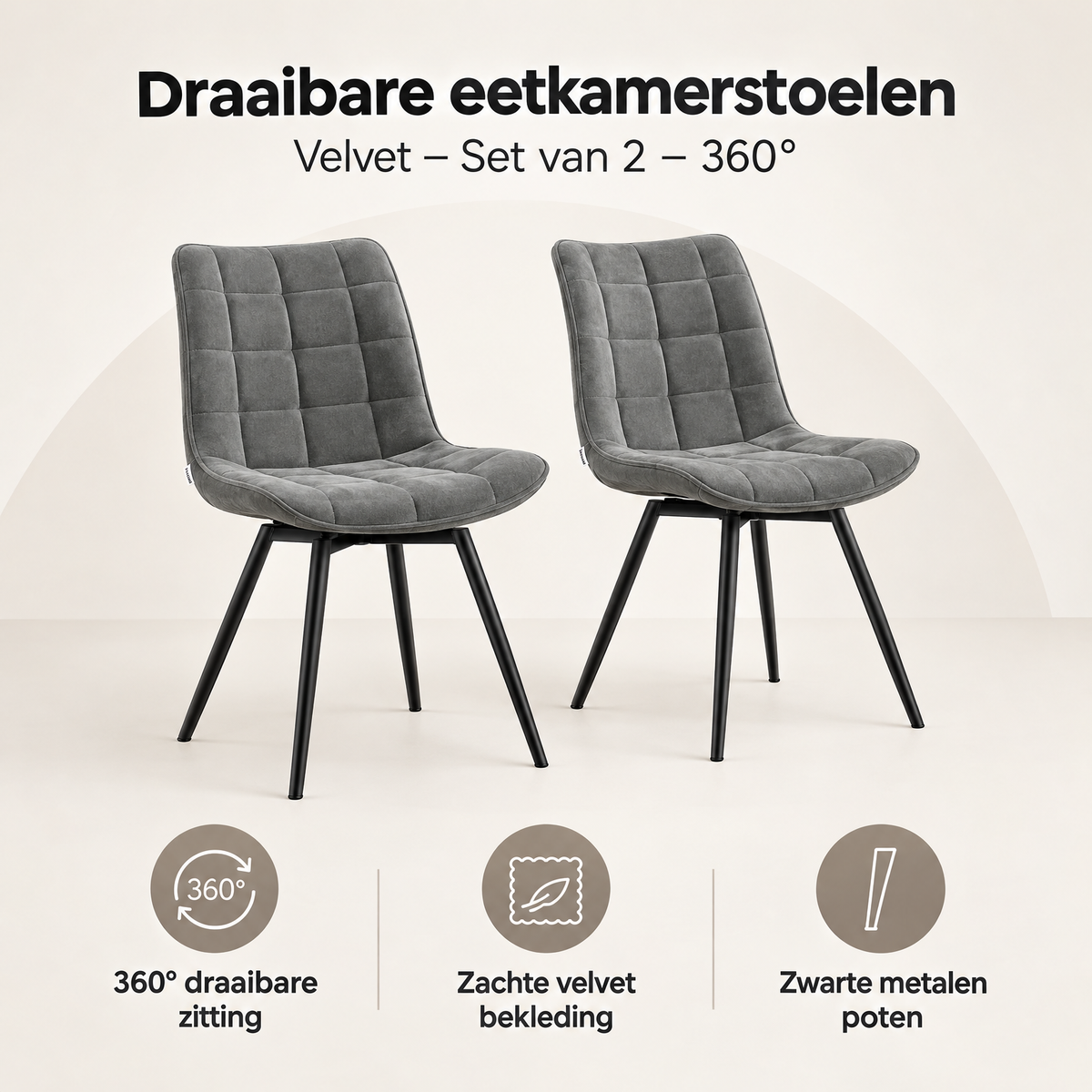 Overzicht van draaibare eetkamerstoelen met de belangrijkste productvoordelen