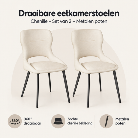 Overzicht van draaibare eetkamerstoelen met de belangrijkste productvoordelen