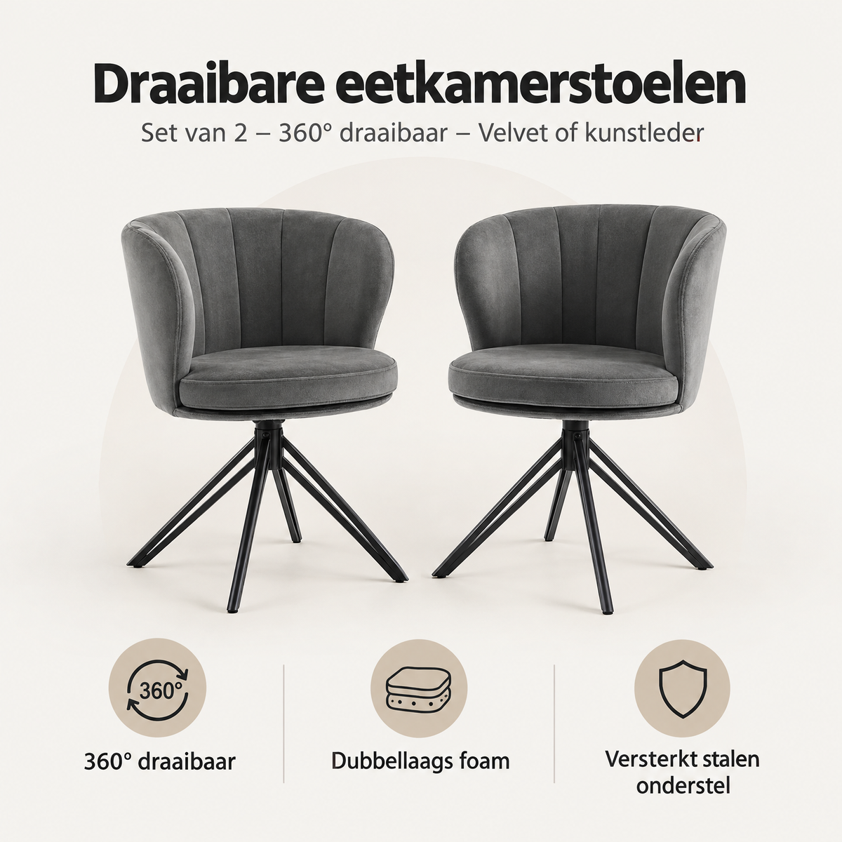 Overzicht van draaibare eetkamerstoelen met de belangrijkste productvoordelen