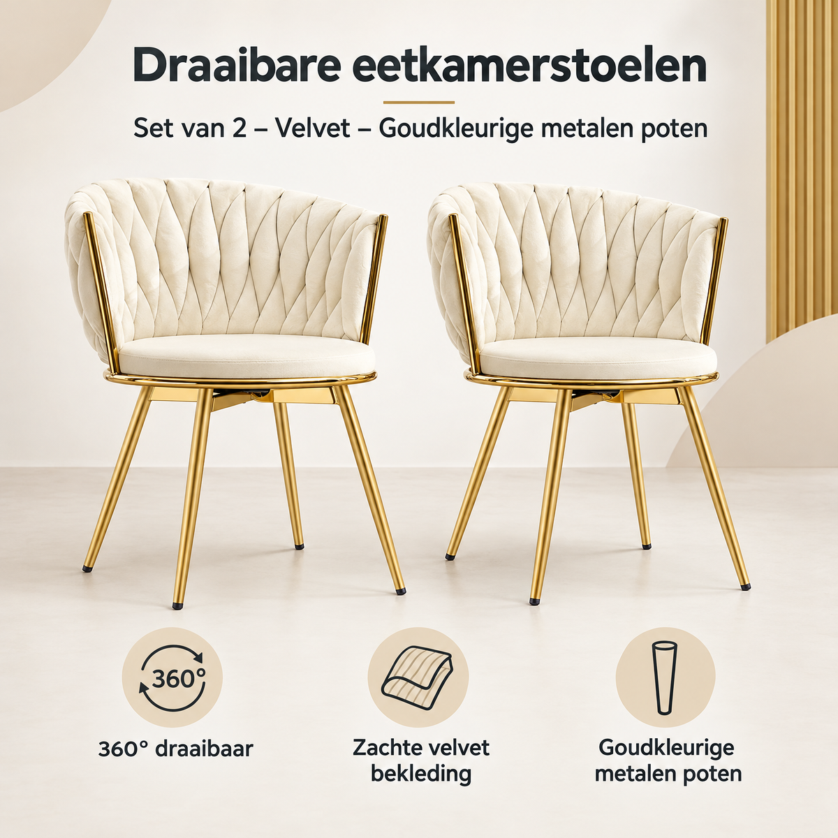 Overzicht van draaibare eetkamerstoelen met de belangrijkste productvoordelen
