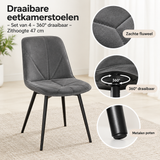Detail van materiaal en afwerking van draaibare eetkamerstoelen set van 4