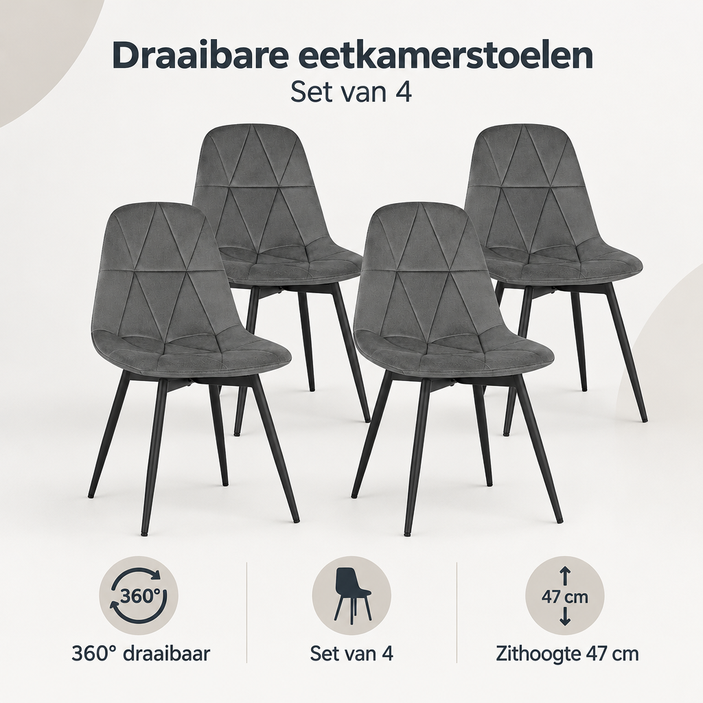 Overzicht van draaibare eetkamerstoelen set van 4 met de belangrijkste productvoordelen