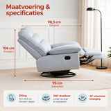 Afmetingen en productspecificaties van draaibare relaxfauteuil