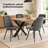 draaibare velvet eetkamerstoelen in gebruik in een passende praktijksituatie