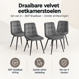 Overzicht van draaibare velvet eetkamerstoelen met de belangrijkste productvoordelen