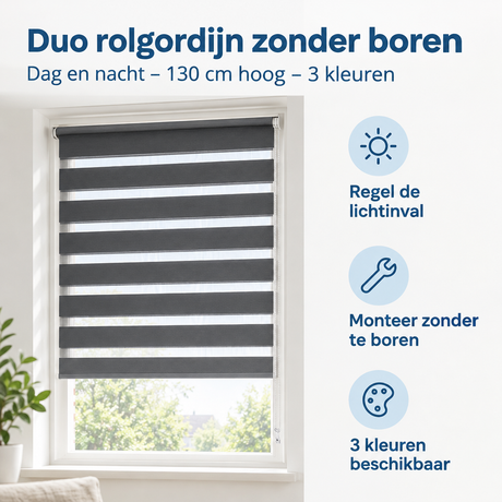 Belangrijkste voordelen en eigenschappen van duo rolgordijn zonder boren