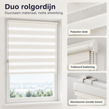 Detail van materiaal en afwerking van duo rolgordijn zonder boren