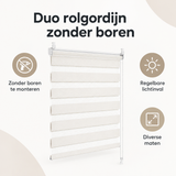 Overzicht van duo rolgordijn zonder boren met de belangrijkste productvoordelen