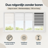 Overzicht van duo rolgordijn zonder boren met de belangrijkste productvoordelen