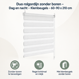 Overzicht van duo rolgordijn zonder boren met de belangrijkste productvoordelen