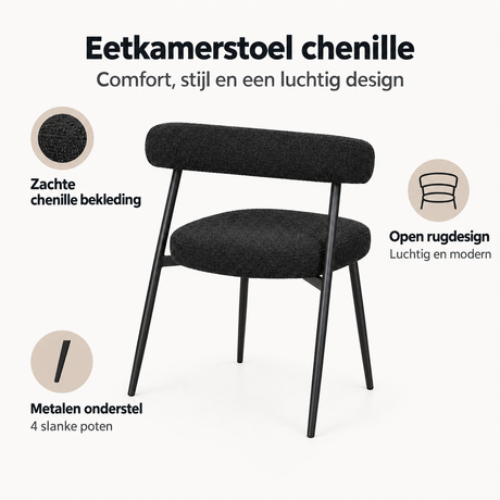 Belangrijkste voordelen en eigenschappen van eetkamerstoel chenille