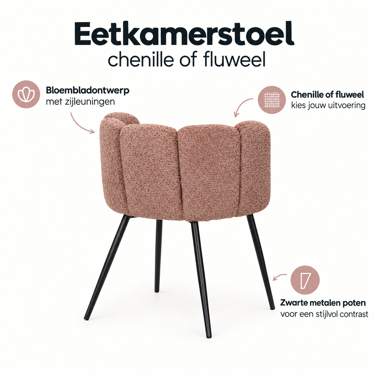Belangrijkste voordelen en eigenschappen van eetkamerstoel chenille