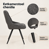 Detail van materiaal en afwerking van eetkamerstoel chenille