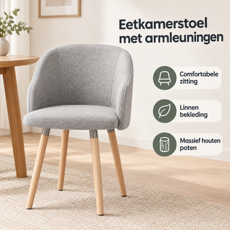 Praktische toepassing en keuzehulp voor eetkamerstoel met armleuningen