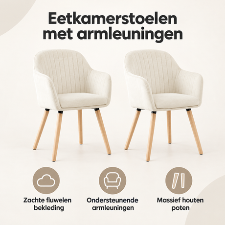 Overzicht van eetkamerstoelen met armleuningen met de belangrijkste productvoordelen