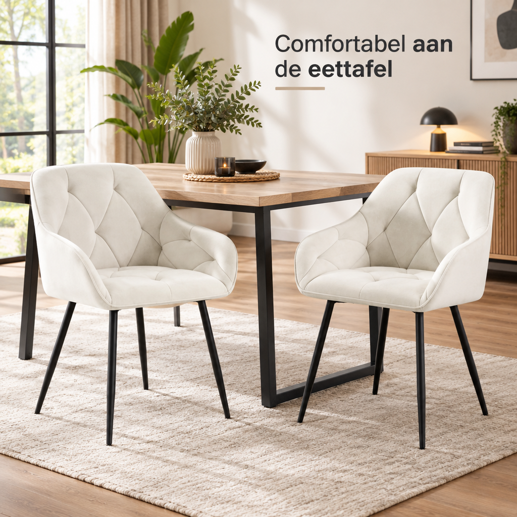 eetkamerstoelen met armleuningen set van 2 in gebruik in een passende praktijksituatie