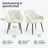 Afmetingen en productspecificaties van eetkamerstoelen met armleuningen set van 2