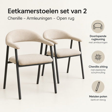 Belangrijkste voordelen en eigenschappen van eetkamerstoelen set van 2