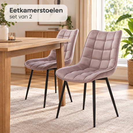 eetkamerstoelen set van 2 in gebruik in een passende praktijksituatie