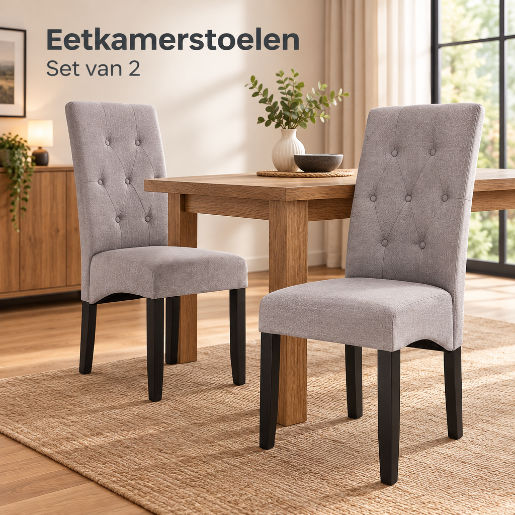 eetkamerstoelen set van 2 in gebruik in een passende praktijksituatie
