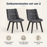 Overzicht van eetkamerstoelen set van 2 met de belangrijkste productvoordelen