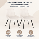 Overzicht van eetkamerstoelen set van 2 met de belangrijkste productvoordelen