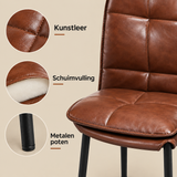 Detail van materiaal en afwerking van eetkamerstoelen set van 4