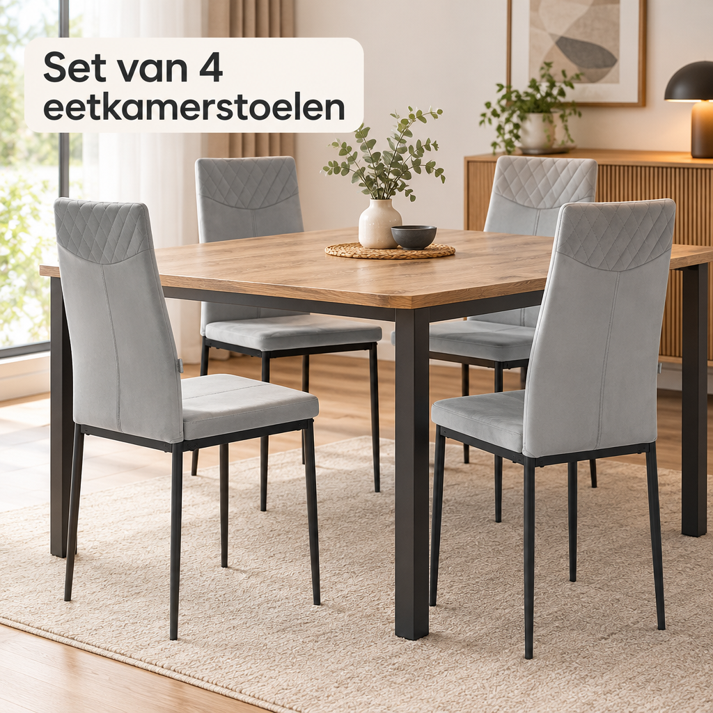 eetkamerstoelen set van 4 in gebruik in een passende praktijksituatie