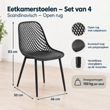Afmetingen en productspecificaties van eetkamerstoelen set van 4