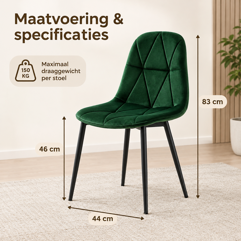 Set van 4 fluwelen eetkamerstoelen met metalen poten in donkergroen of donkergrijs, door BukkitBow.