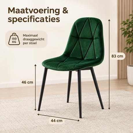 Set van 4 fluwelen eetkamerstoelen met metalen poten in donkergroen of donkergrijs, door BukkitBow.