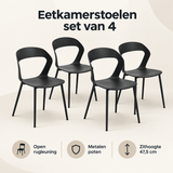 Overzicht van eetkamerstoelen set van 4 met de belangrijkste productvoordelen