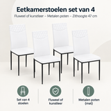 Overzicht van eetkamerstoelen set van 4 met de belangrijkste productvoordelen