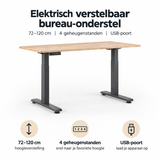 Elektrisch verstelbaar bureau-onderstel van BukkitBow, 72-120 cm, 4 geheugenstanden en USB-poort, zichtbaar in het ontwerp.