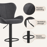 Detail van materiaal en afwerking van fluwelen barkruk