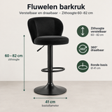 Afmetingen en productspecificaties van fluwelen barkruk