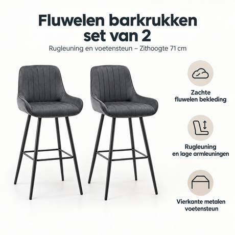 Belangrijkste voordelen en eigenschappen van fluwelen barkrukken set van 2
