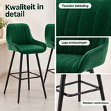Detail van materiaal en afwerking van fluwelen barkrukken set van 2