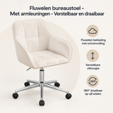 Overzicht van fluwelen bureaustoel met de belangrijkste productvoordelen