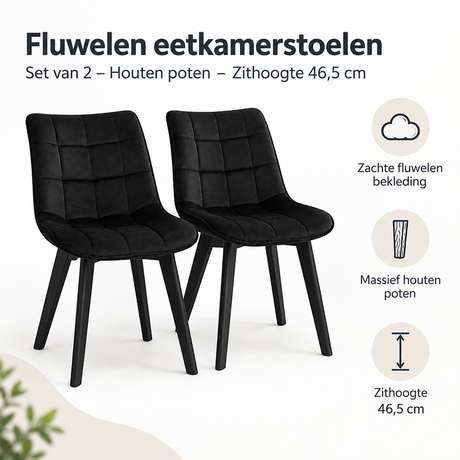 Belangrijkste voordelen en eigenschappen van fluwelen eetkamerstoelen set van 2