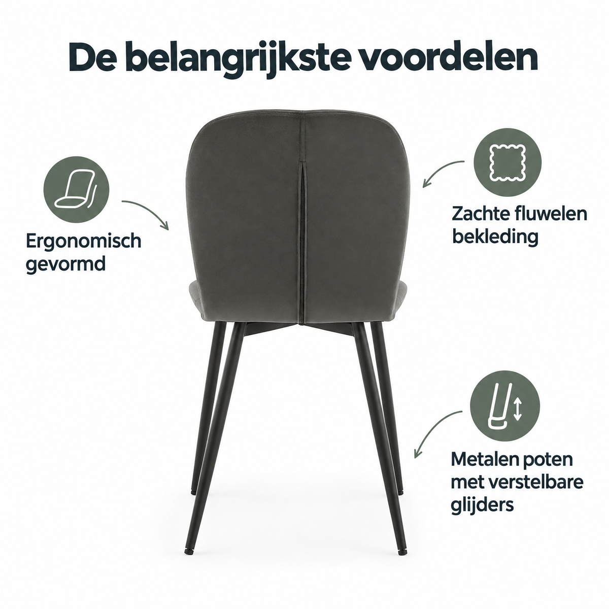 Belangrijkste voordelen en eigenschappen van fluwelen eetkamerstoelen set van 4