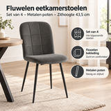 Praktische toepassing en keuzehulp voor fluwelen eetkamerstoelen set van 4