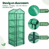 Detail van materiaal en afwerking van foliekas