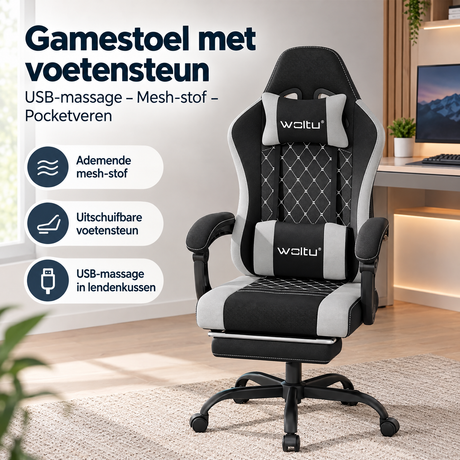 Praktische toepassing en keuzehulp voor gamestoel met voetensteun