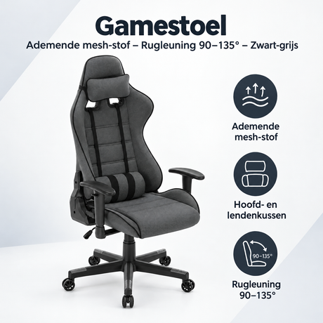 Overzicht van gamestoel met de belangrijkste productvoordelen