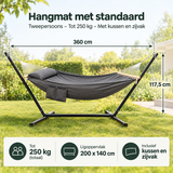 Afmetingen en productspecificaties van hangmat met standaard