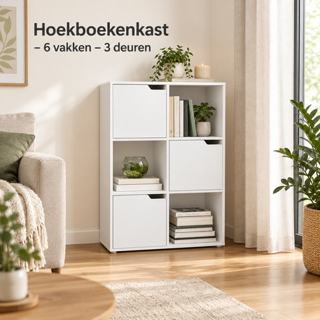 hoekboekenkast in gebruik in een passende praktijksituatie