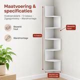 Afmetingen en productspecificaties van hoekwandplank