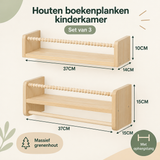 Afmetingen en productspecificaties van houten boekenplank kinderkamer