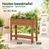 Afmetingen en productspecificaties van houten kweektafel